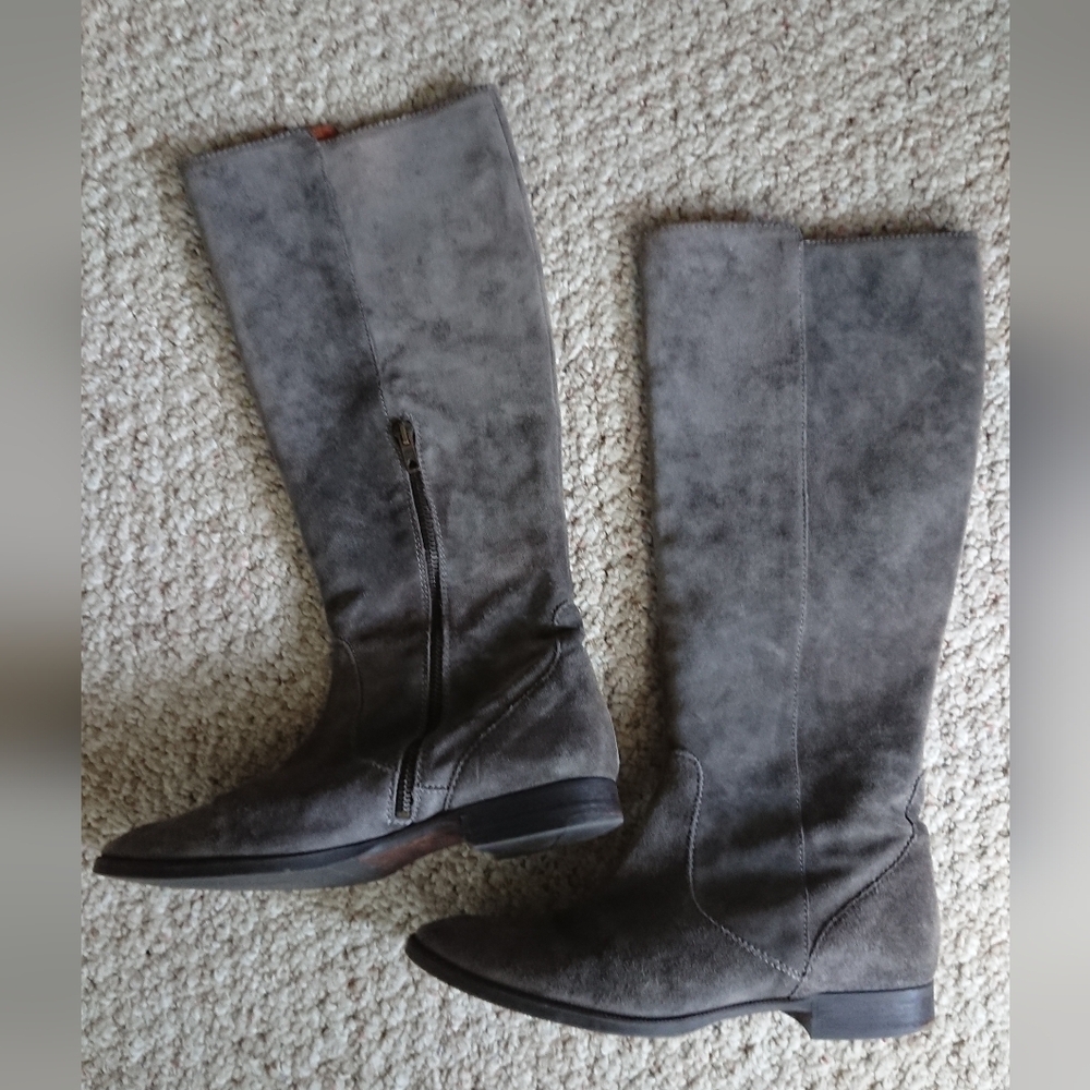 J. Crew Made In Italy Grey Suede Tall Riding Boots size 7.5 - Picture 6 of 16